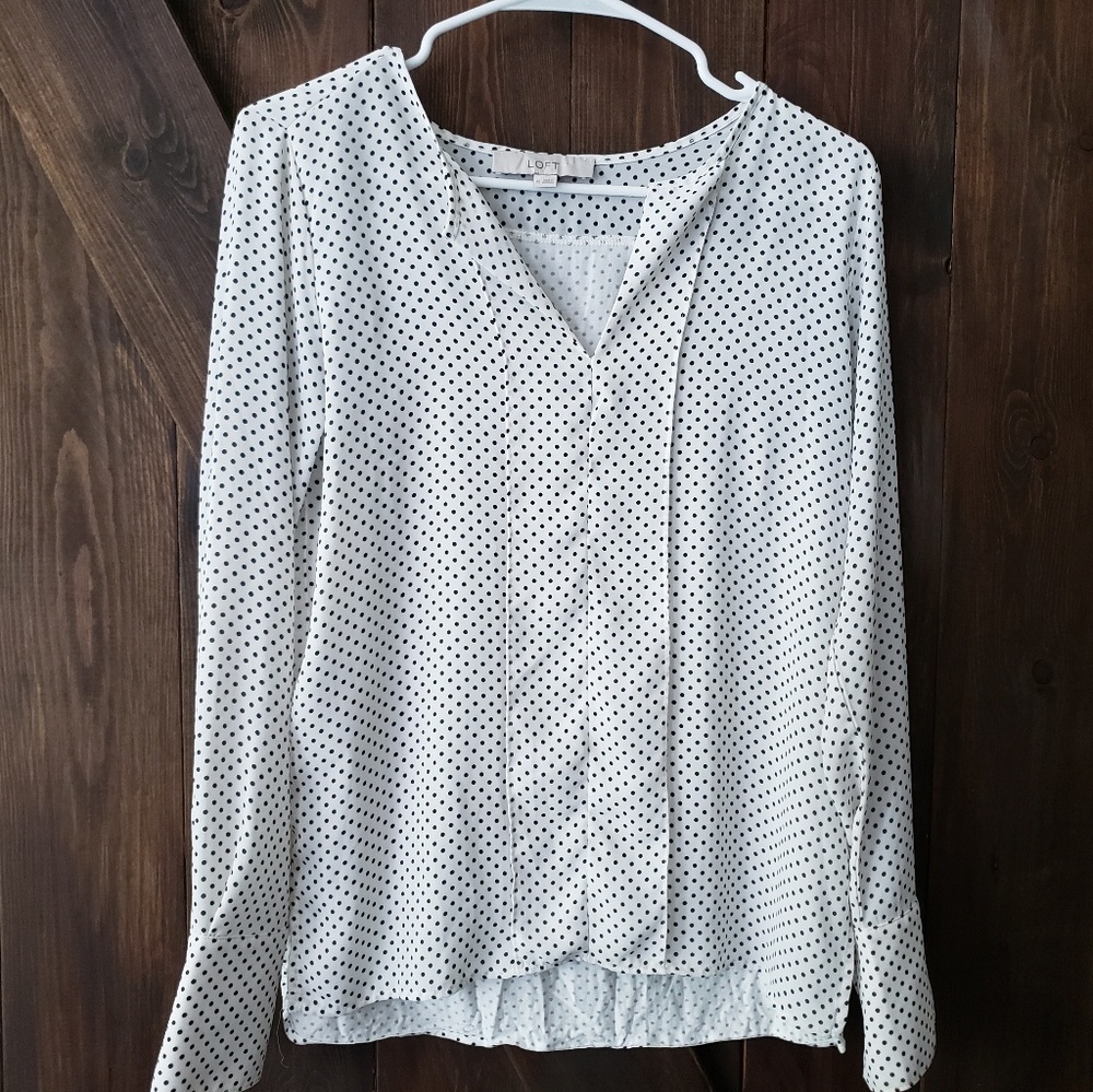 LOFT Polka Dot Long Sleeve Shirt